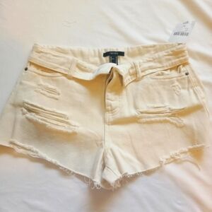 Forever 21 Denim Shorts Cream Size 26
